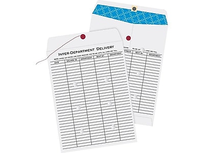 10 Pack Button /& String Inter-Departmental Envelopes 12” X 16” Brown